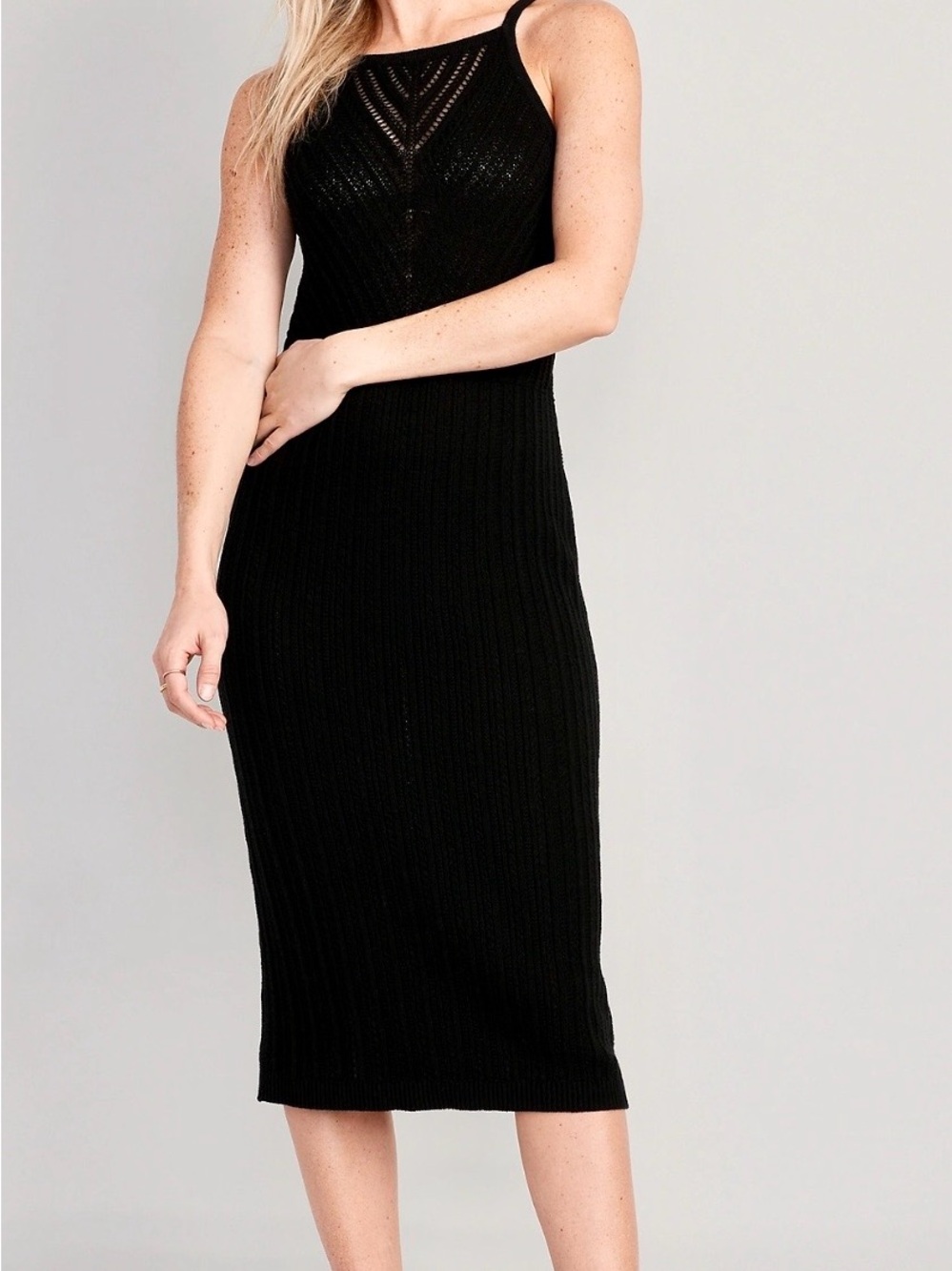 Old Navy Black Knit Midi Dress
